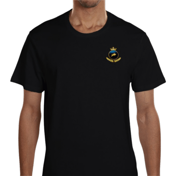 Premium Crown Crew Knight T-Shirt Front View with Logo.